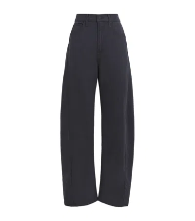 Mother Womens Faded Black The Half-pipe Flood Stretch-denim Blend Jeans