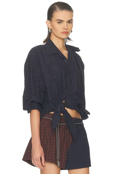Alexander Wang Knotted Button Down Shirt In Blue