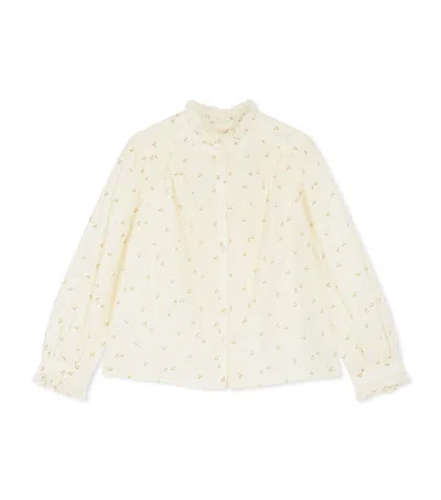 Bonpoint Ruffled Cherry-patterned Blouse In White
