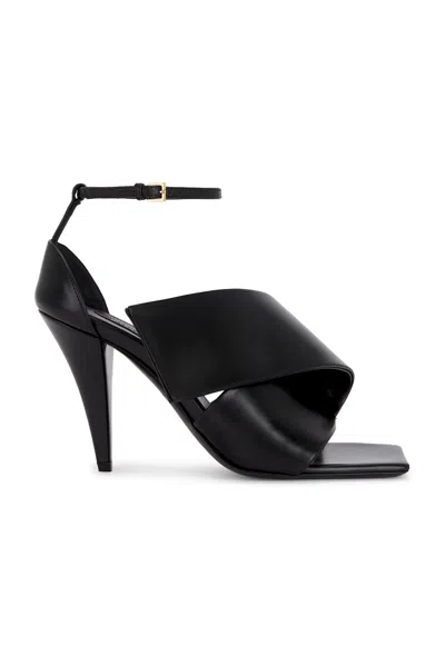 Givenchy Sliced Square Heeled Sandals In Leather In Black