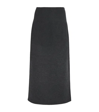 Lafayette 148 Wool-cashmere Double Face High Waisted Midi Skirt In Black