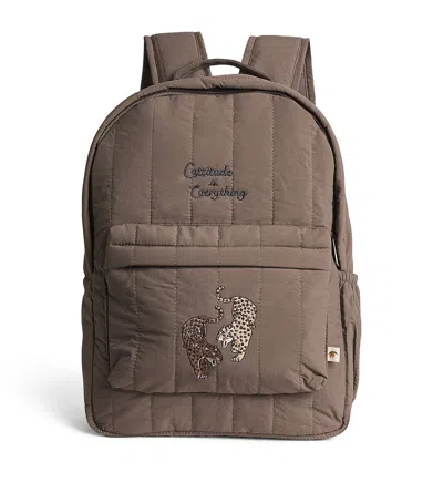 Konges Slojd Kids Juno Quilted Backpack In Brown
