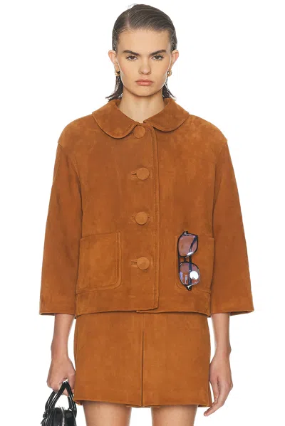 Marc Jacobs Doll Peter Pan-collar Suede Jacket In Brown
