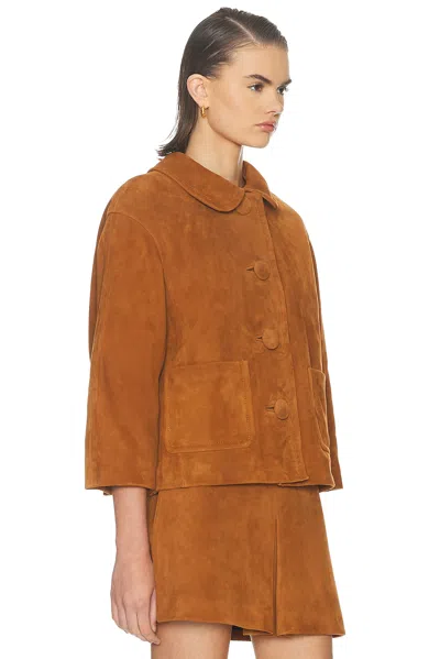 Marc Jacobs Doll Peter Pan-collar Suede Jacket In Brown
