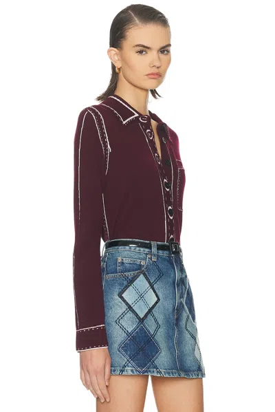 Marc Jacobs Trompe Loeil Button Down Top In Brown