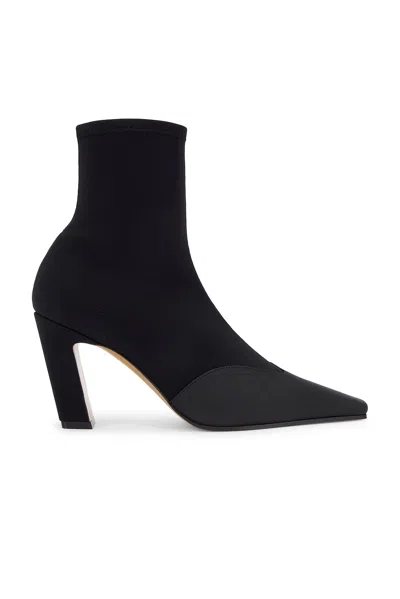 Khaite Nevada Leather-trimmed Stretch-knit Ankle Boots In Black