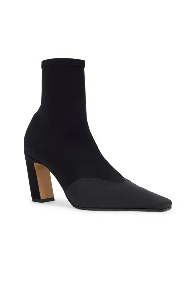Khaite Nevada Leather-trimmed Stretch-knit Ankle Boots In Black