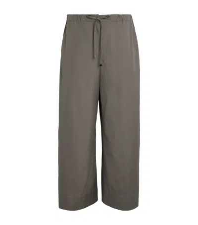 Max Mara Cotton Drawstring Trousers In Gray