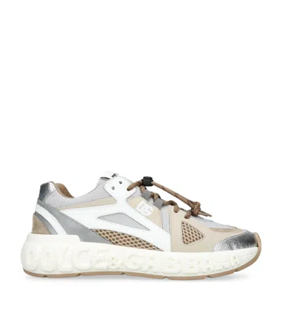 Dolce & Gabbana Mesh-panelled Lace-up Sneakers In Neutral