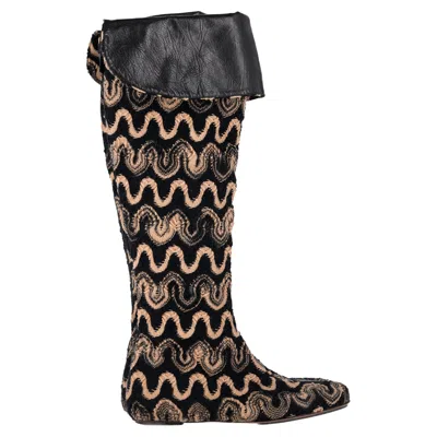 Missoni Wave Print Knee-high Boots In Multicolor Canvas In Multi