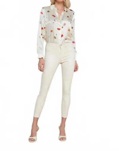 L'agence Margot High Rise Skinny Jeans In French Vanilla Coated In Neutral