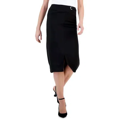 T Tahari Womens Knee-length Solid Pencil Skirt In Black