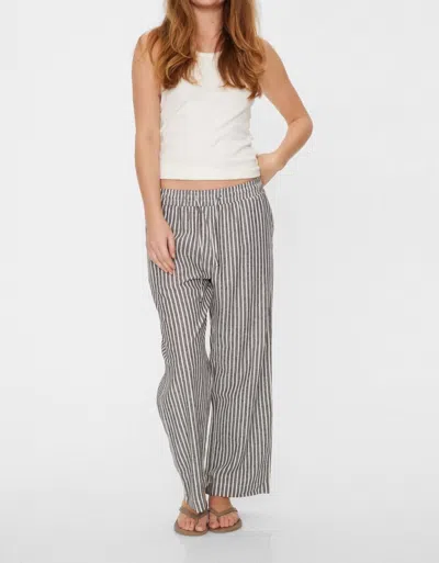 Aylaya Stripe Linen Pant In Black/white In Gray