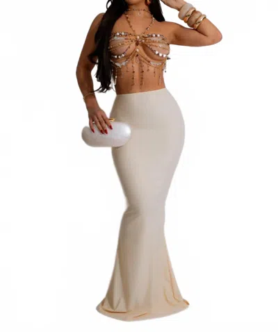 Diva Crystal Cascade Rhinestones Crop Top In Brown In Brown