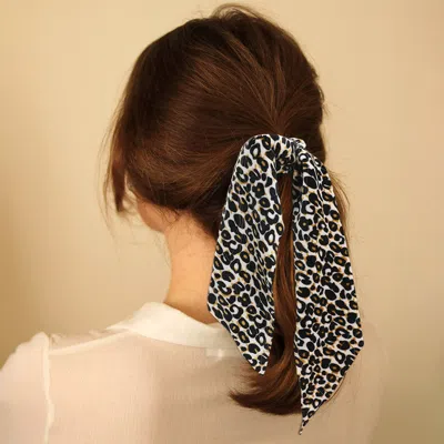 Truedames Leopard Pattern Velvet Pony Hairband In Black