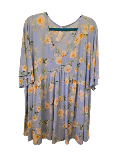 Pine Apparel Women's Rose V Neck Tunic Top In Sky Blue In Blue