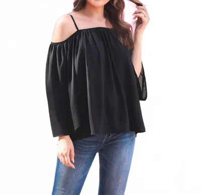 Jess Lea Charlotte Cold Shoulder Top In Black In Black