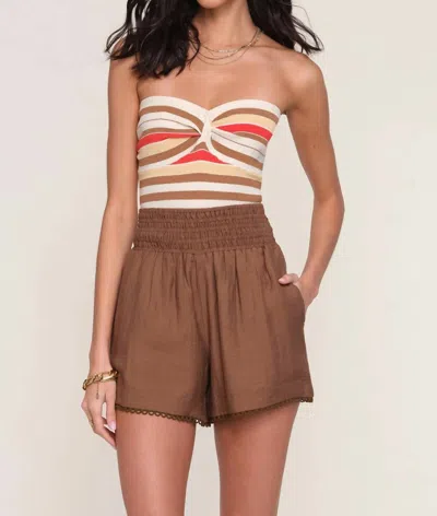 Heartloom Smocked Waist Short In Brown In Brown