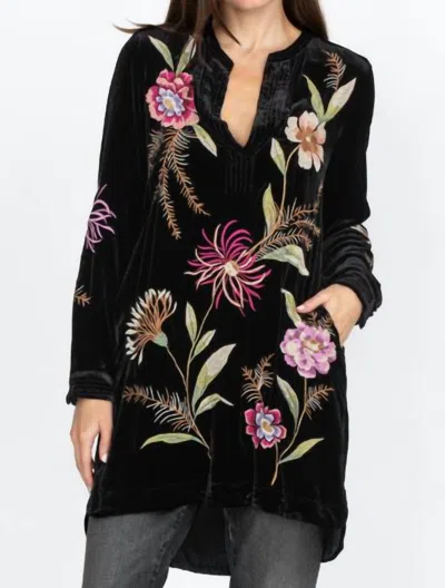 Johnny Was Meriah Relaxed Trapunto Tunic Top In Black In Black
