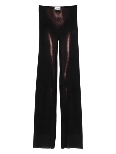 Jean Paul Gaultier High Waist Sheer Trousers With Metallic Finish In Brown
