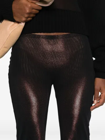 Jean Paul Gaultier High Waist Sheer Trousers With Metallic Finish In Brown