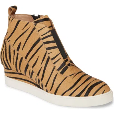 Linea Paolo Anna Genuine Calf Hair Wedge Sneaker In Brown