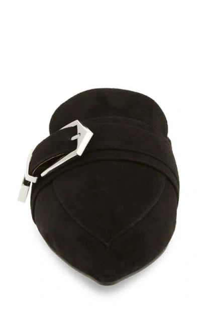 Linea Paolo Ace Buckle Pointed Toe Mule In Black