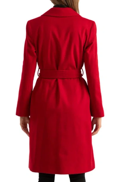Sofia Cashmere Belted Notch Collar Wool & Cashmere Blend Coat In Red