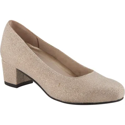 David Tate Womens Slip On Round Toe Kitten Heels In Neutral