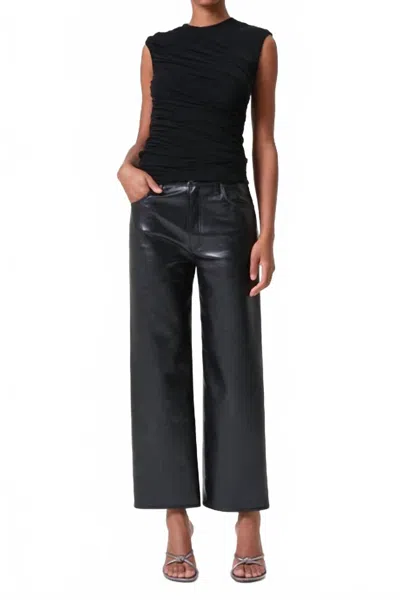 Agolde Ren High Rise Wide Leg Recycled Leather Pants In Detox In Black