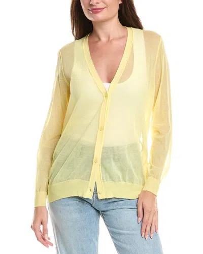 Lafayette 148 New York V-neck Button Front Wool-blend Cardigan In Yellow