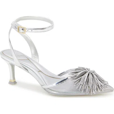 Kenneth Cole Umi Starburst Ankle Strap Pointed Toe Pump In White