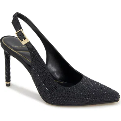 Kenneth Cole Quinnly Crystal Slingback Pointed Toe Pump In Black