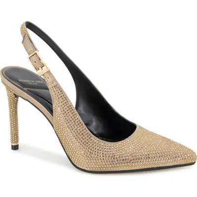 Kenneth Cole Quinnly Crystal Slingback Pointed Toe Pump In Neutral