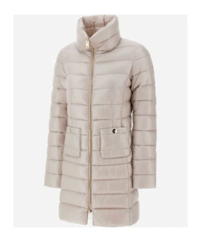 Herno Quilted Padded High Collar Down Jacket In Neutral