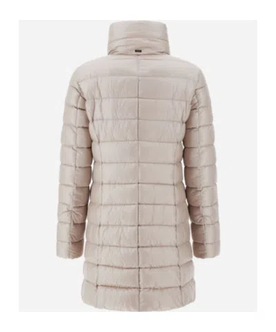 Herno Quilted Padded High Collar Down Jacket In Neutral