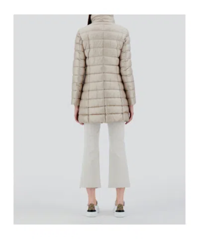 Herno Quilted Padded High Collar Down Jacket In Neutral