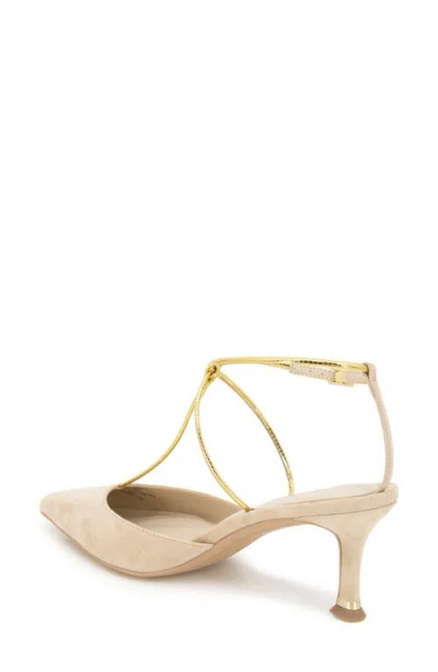 Kenneth Cole Umi T-strap Pointed Toe Pump In Neutral