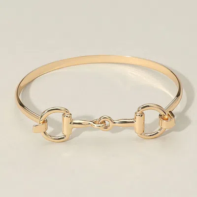 Fashnzfab Sleek Metal Equestrian Inspired Horsebit Bangle Bracelet Gold In Gold