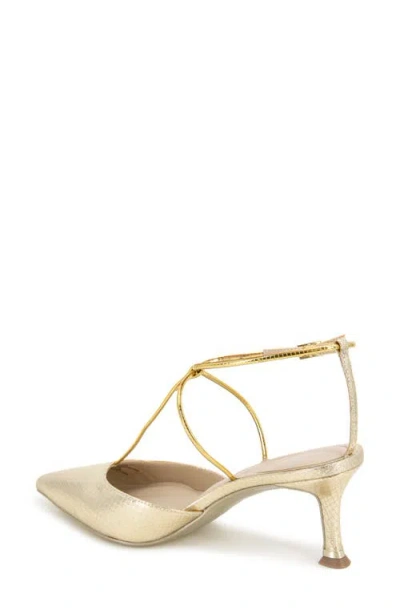 Kenneth Cole Umi Snakeskin Embossed Pointed Toe Pump In Gold