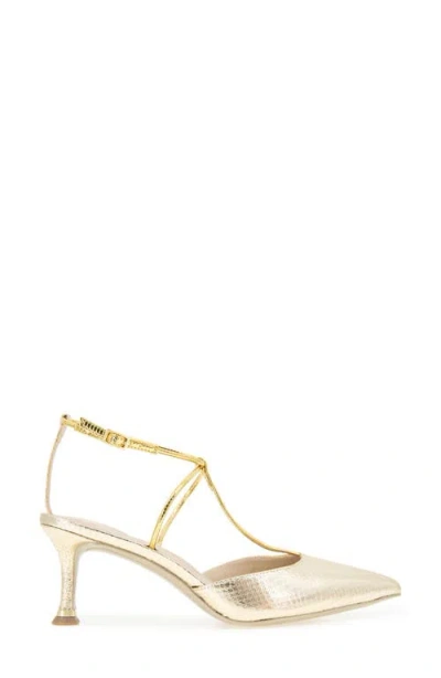 Kenneth Cole Umi Snakeskin Embossed Pointed Toe Pump In Gold