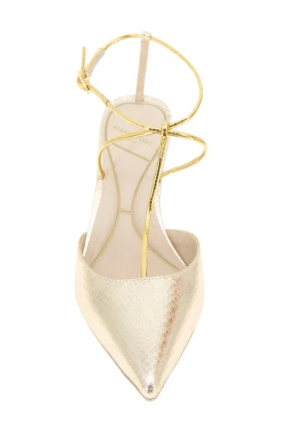Kenneth Cole Umi Snakeskin Embossed Pointed Toe Pump In Gold