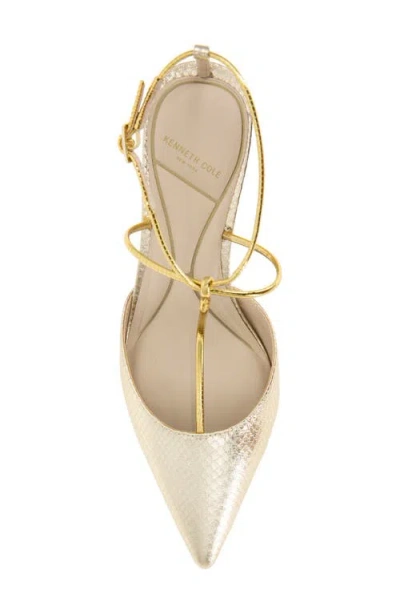 Kenneth Cole Umi Snakeskin Embossed Pointed Toe Pump In Gold