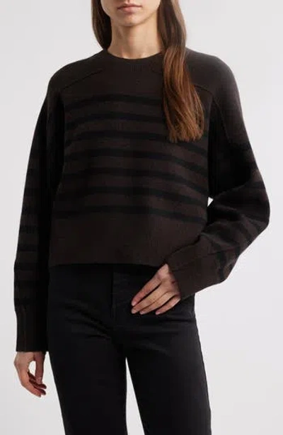 Rag & Bone Bridget Stripe Seamed Crewneck Sweater In Brown