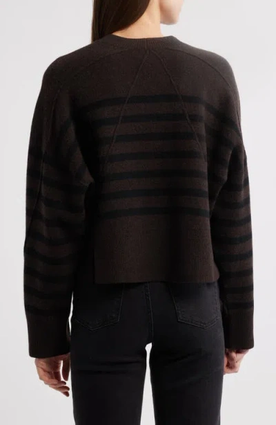Rag & Bone Bridget Stripe Seamed Crewneck Sweater In Brown