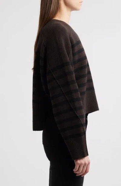 Rag & Bone Bridget Stripe Seamed Crewneck Sweater In Brown