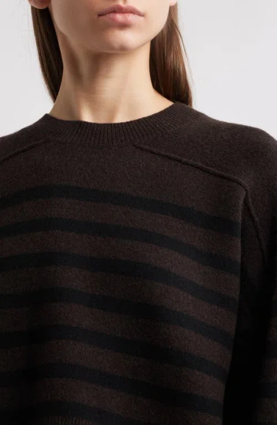 Rag & Bone Bridget Stripe Seamed Crewneck Sweater In Brown