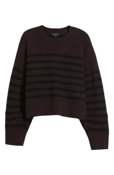 Rag & Bone Bridget Stripe Seamed Crewneck Sweater In Brown