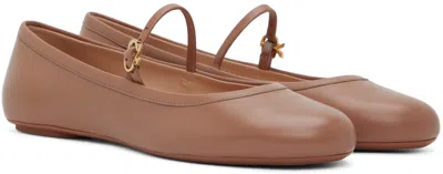 Gianvito Rossi Carla Nappa Leather Ballet Flats In Beige