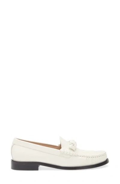 Stuart Weitzman Lottie Leather Bow Loafers In White